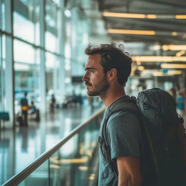 viajero en aeropuerto